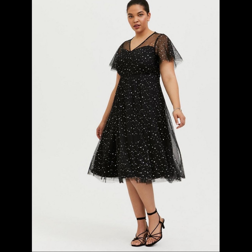 Torrid Special Occasion Black Mesh Star Dress 10